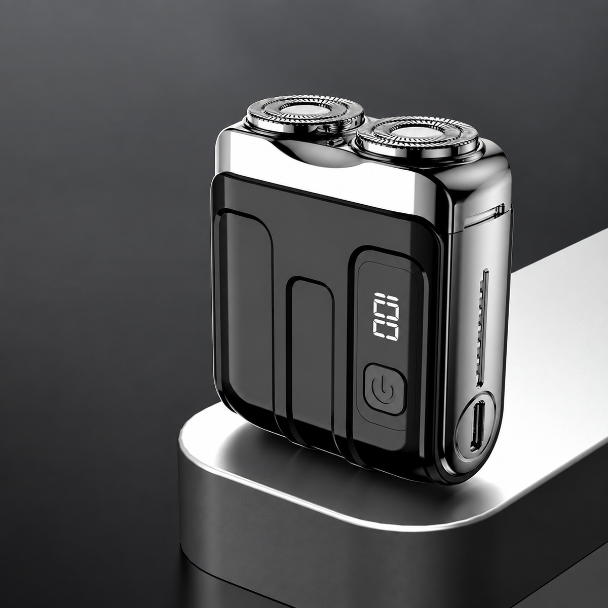 Portable Mini Electric Shaver with Dual Shaving Heads, Beard Sensor & LED Display