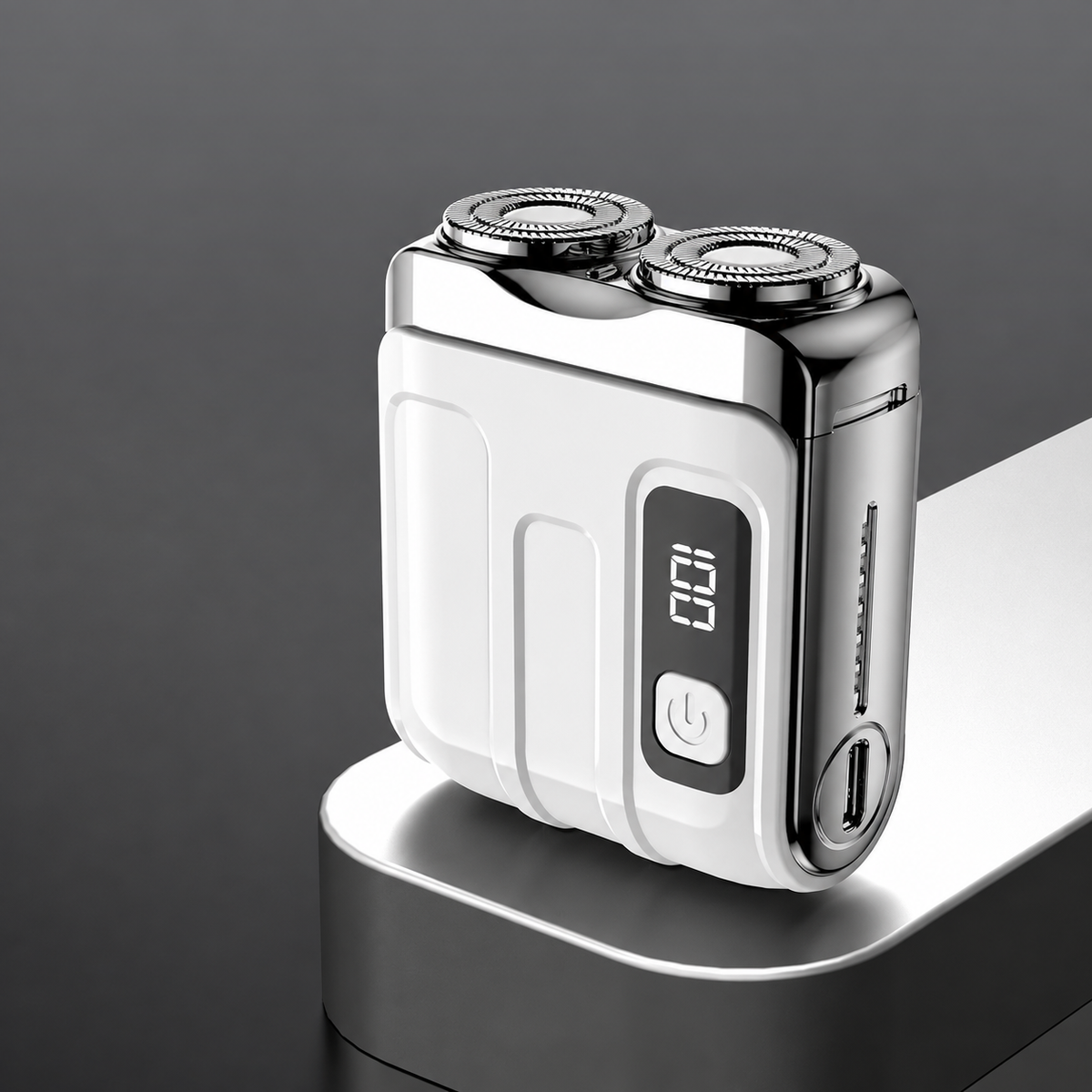 Portable Mini Electric Shaver with Dual Shaving Heads, Beard Sensor & LED Display