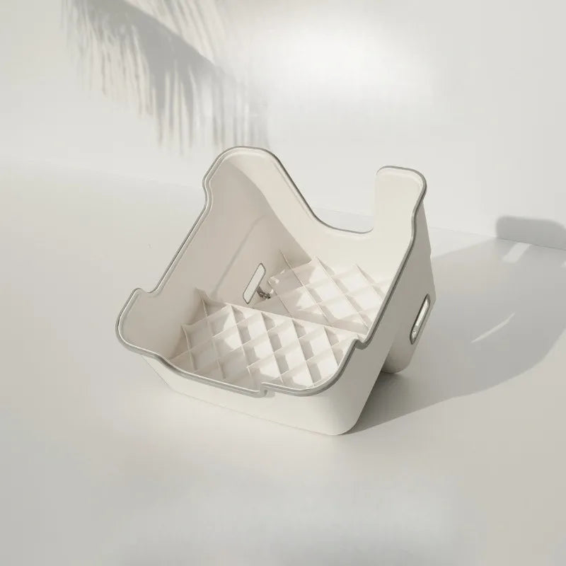 Portable Two-Step Folding Stool with Anti-Slip Surface for Bathroom and Kitchen - Grey