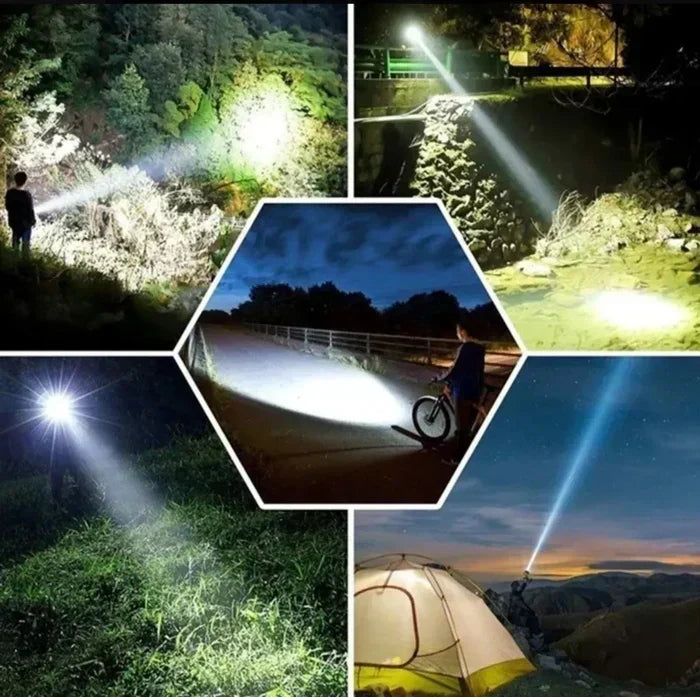 Powerful Rechargeable LED Flashlight – 10,000 Lumens for Camping and Emergencies