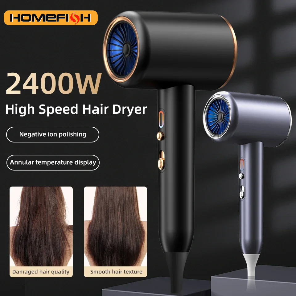 Professional 2400W Negative Ion Hair Dryer with Hot and Cold Air for Salon Results