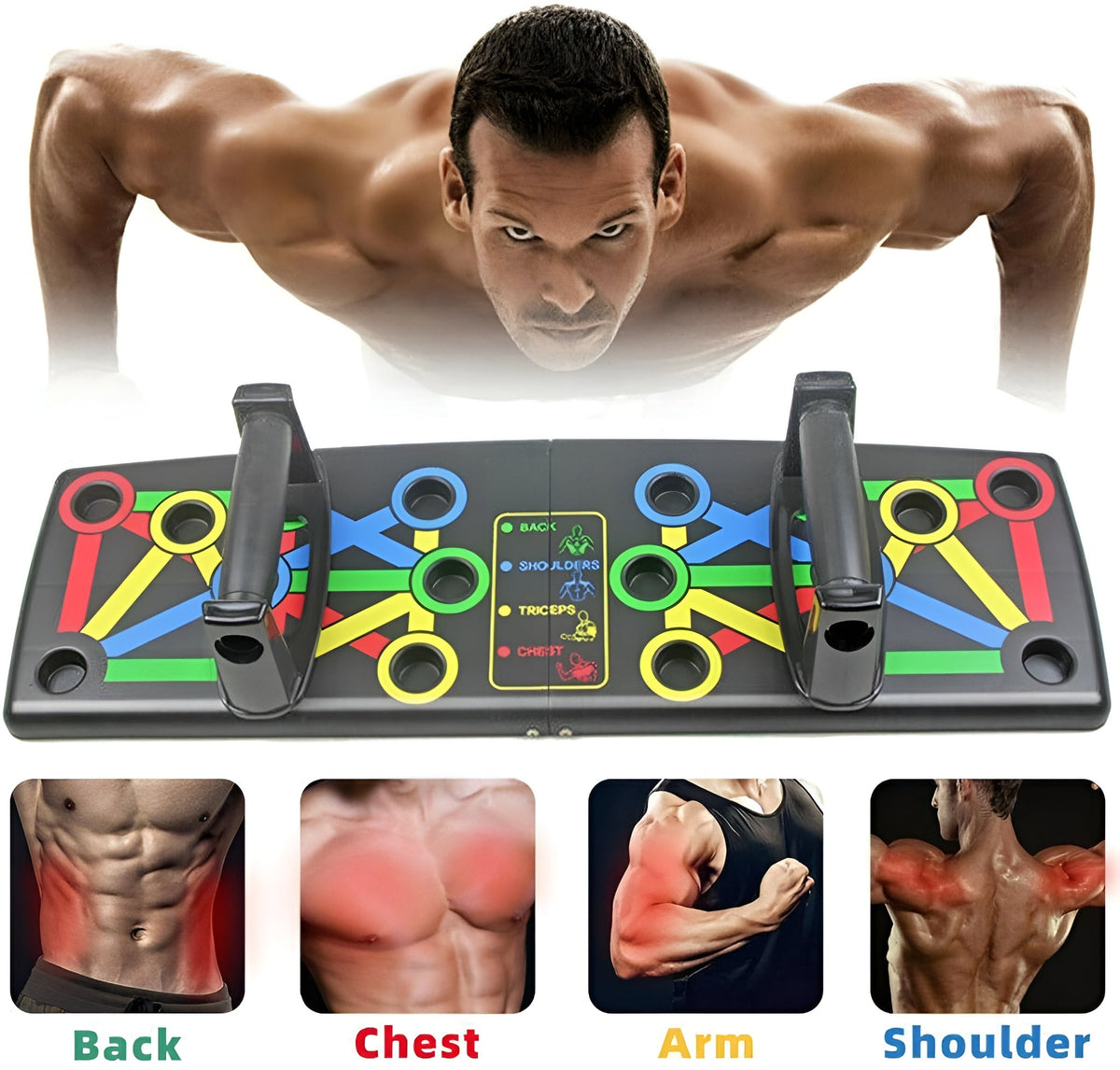 Professional Color-Coded Foldable Push-Up Board for Targeted Muscle Training