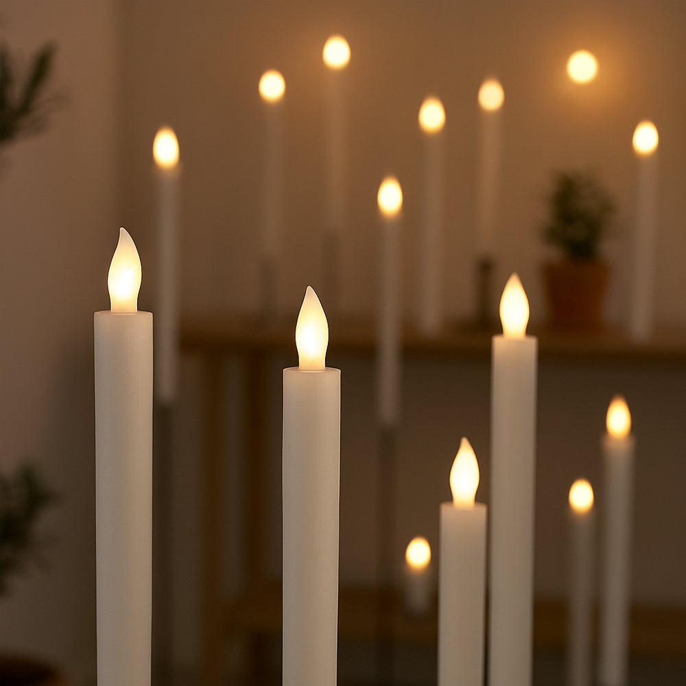 Real Wax LED Candles with Timer Function – 6-Pack – 24.5 cm