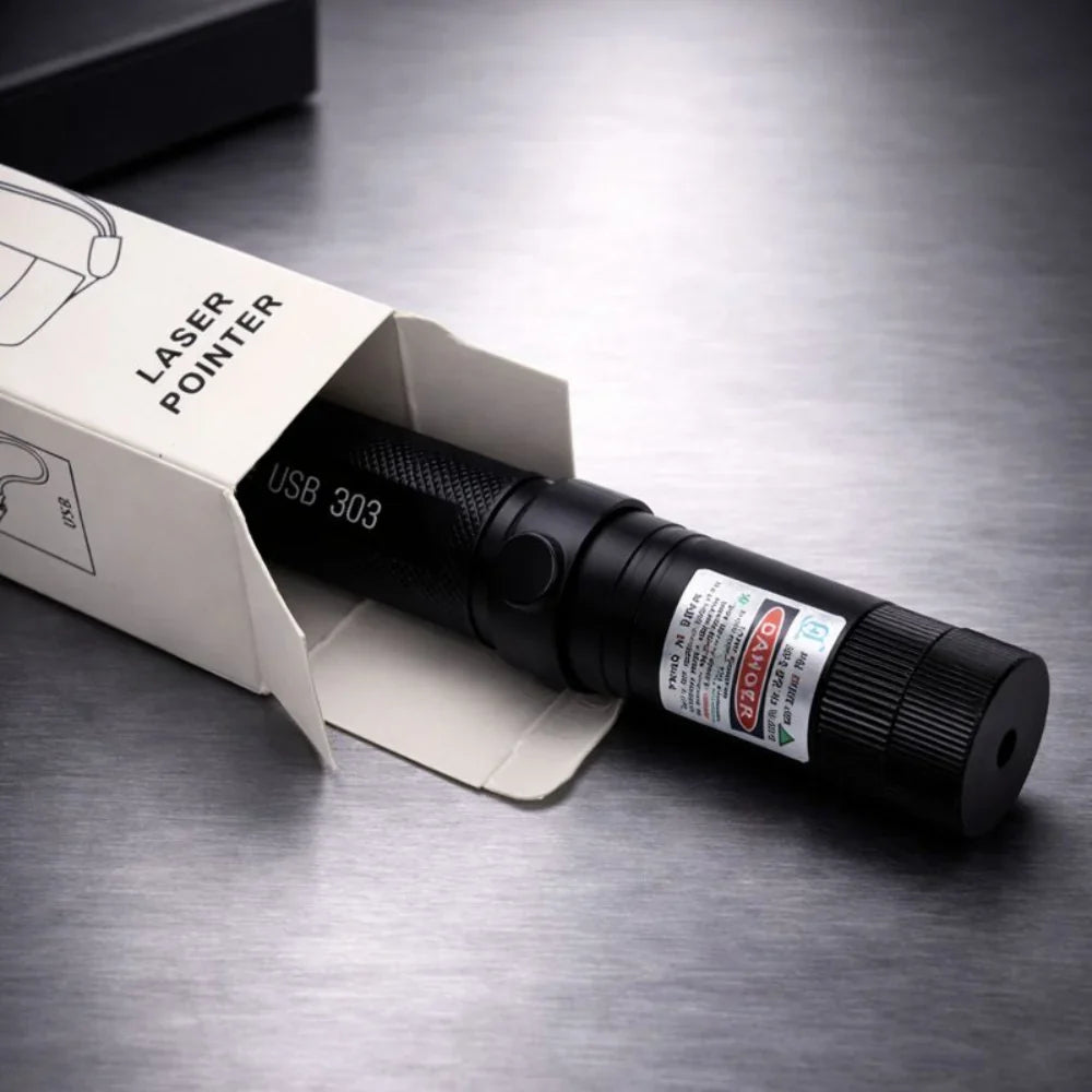 Rechargeable Laser Pointer with Adjustable Focus and Safety Lock – Long Range, USB Charging, Multiple Colors