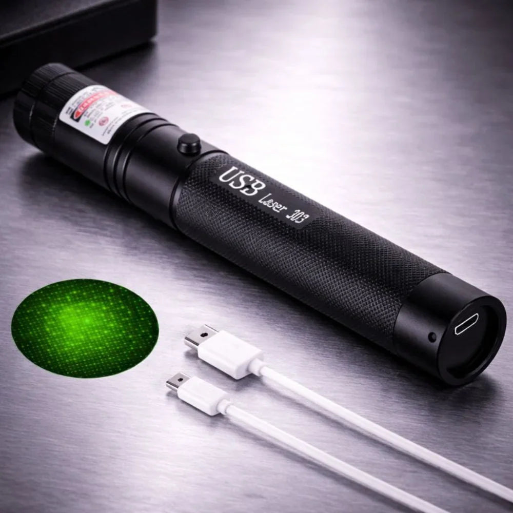 Rechargeable Laser Pointer with Adjustable Focus and Safety Lock – Long Range, USB Charging, Multiple Colors