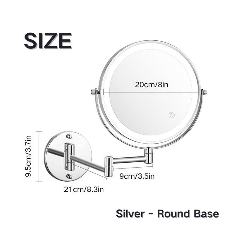 Rechargeable Wall-Mounted Shaving Mirror with LED Lights