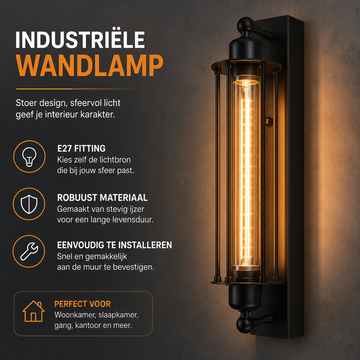 Retro E27 Industrial Wall Light | Classic Sconce with Modern LED Design for Home Decor
