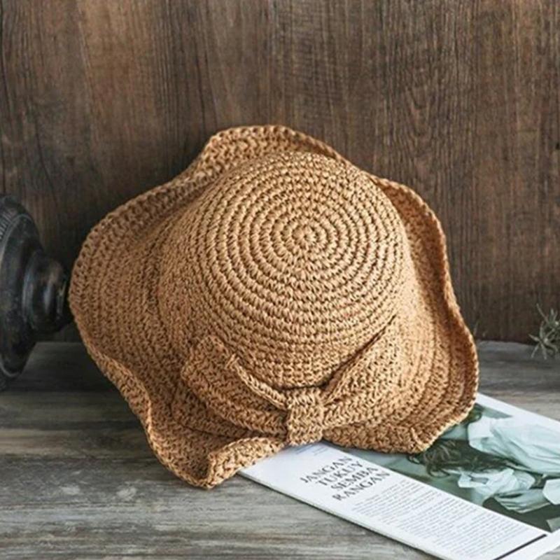 Retro Foldable Straw Hat with Bow