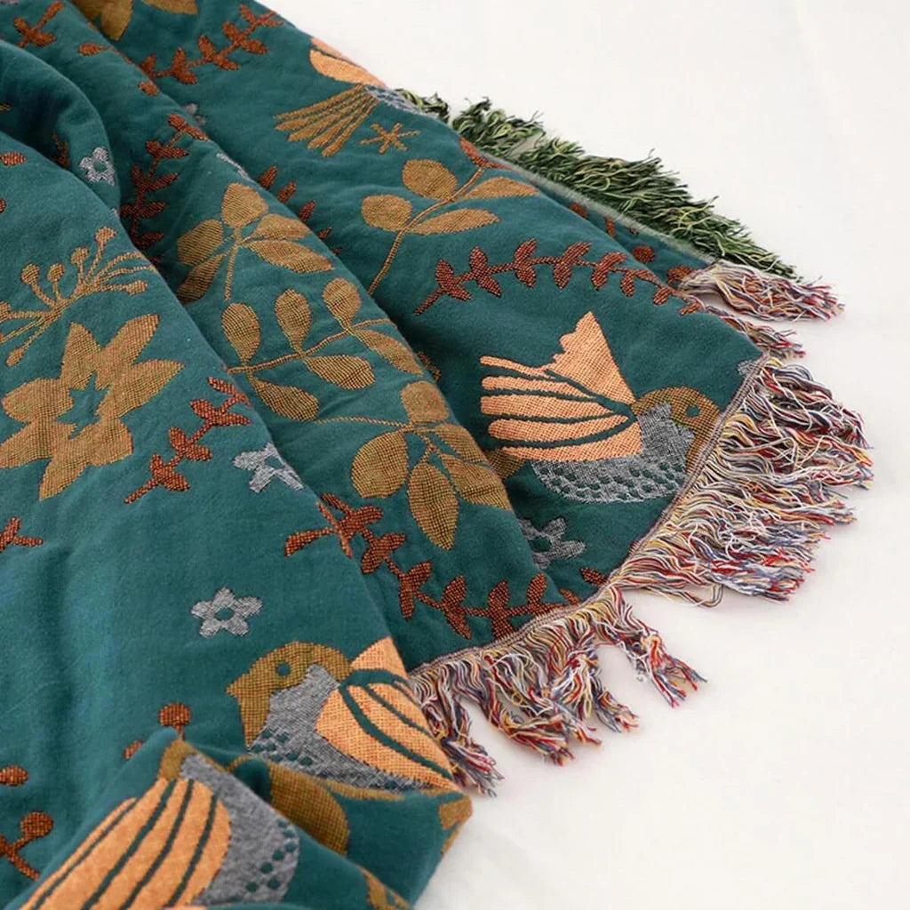 Reversible Scandinavian Bird Blanket