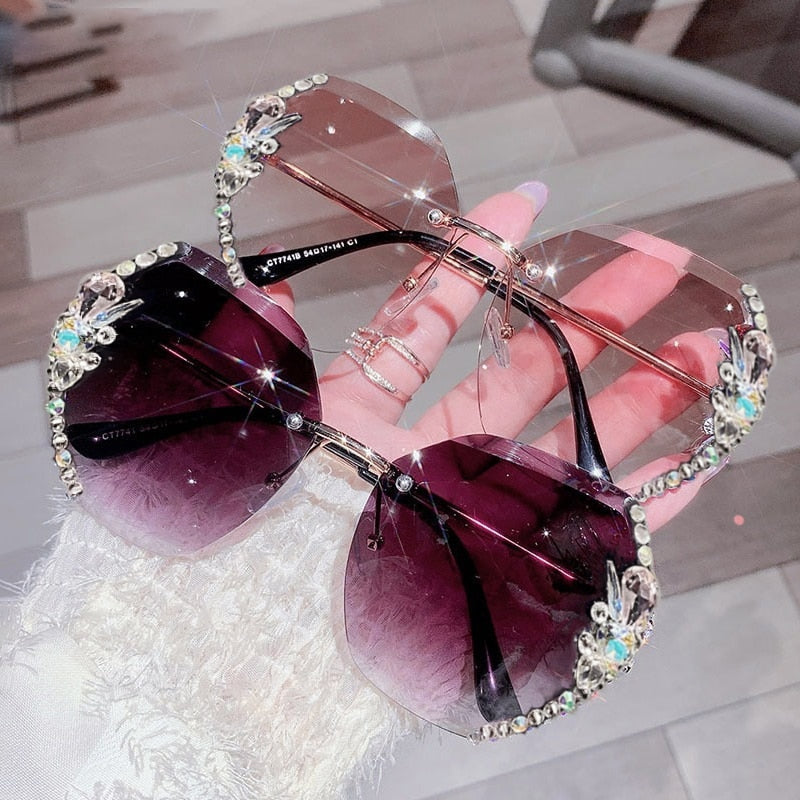 Rimless Rhinestone Sunglasses