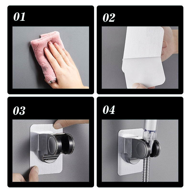 Self-Adhesive Adjustable Shower Head Holder | Easy Installation