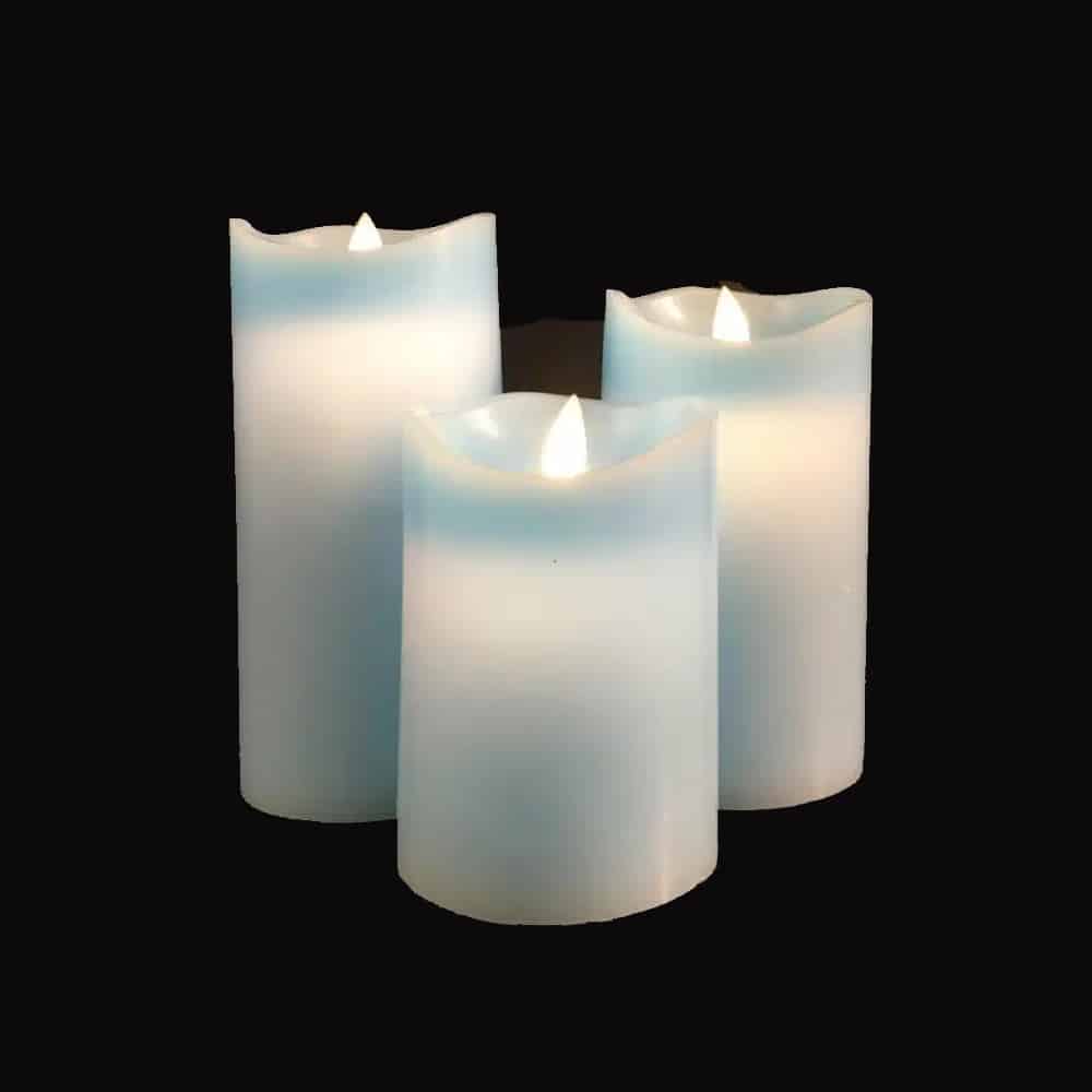 Set of 3 LED Pillar Candles with 3D Flame