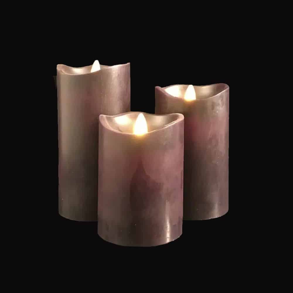 Set of 3 LED Pillar Candles with 3D Flame