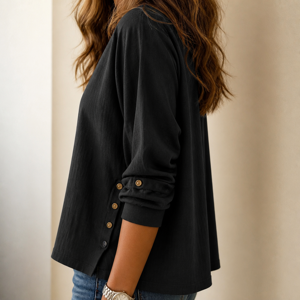 Side-Button Relaxed-Fit Top