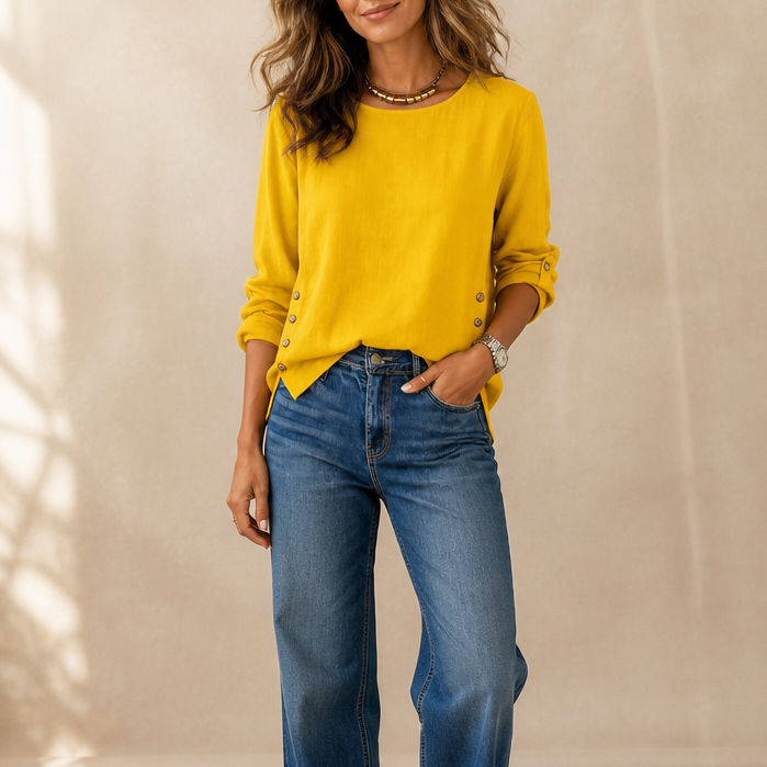 Side-Button Relaxed-Fit Top