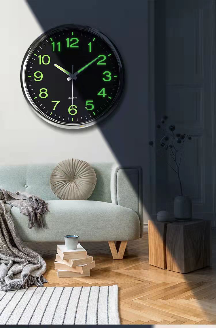 Silent Classroom Wall Clock with LED Lighting