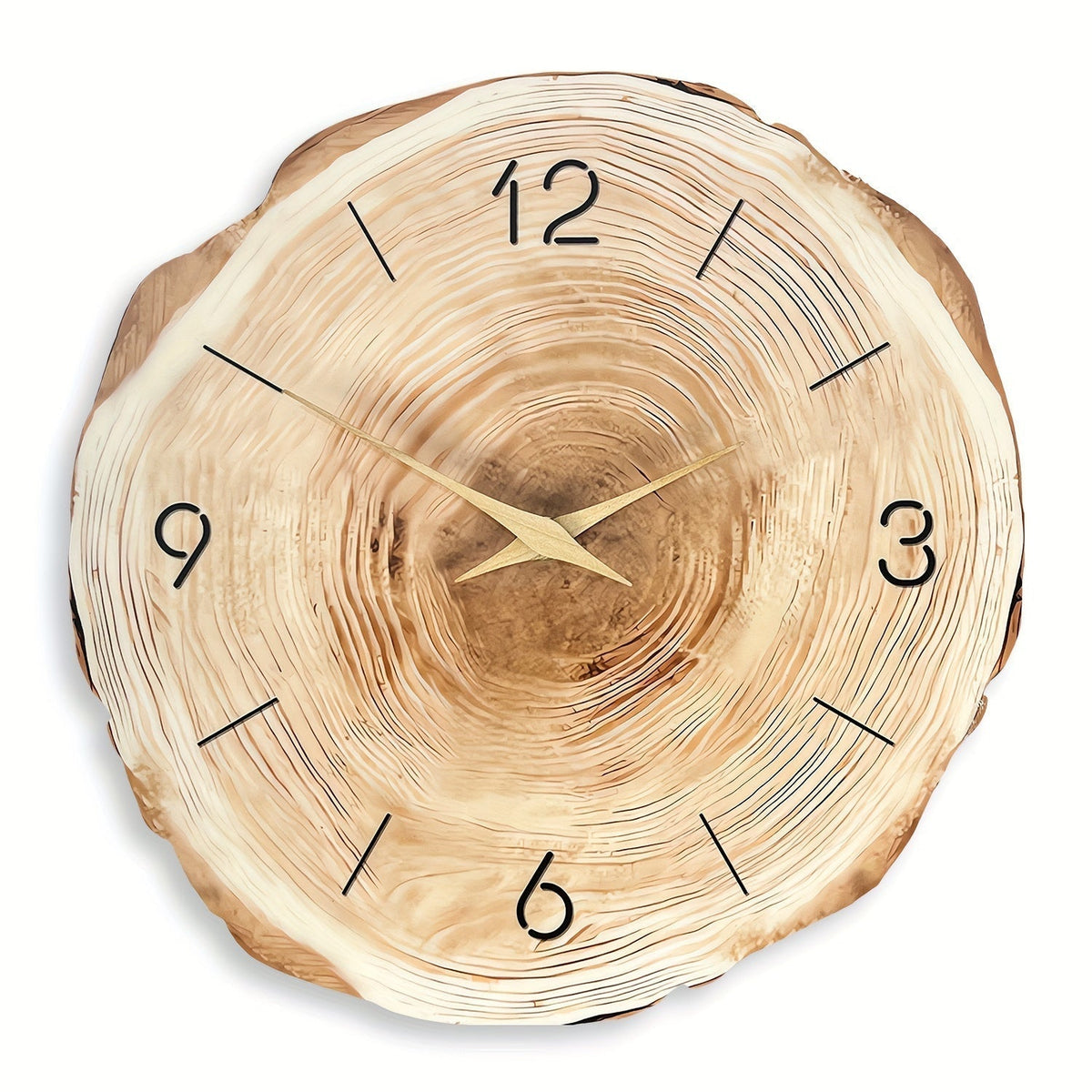 Silent Wooden Wall Clock with Realistic Texture