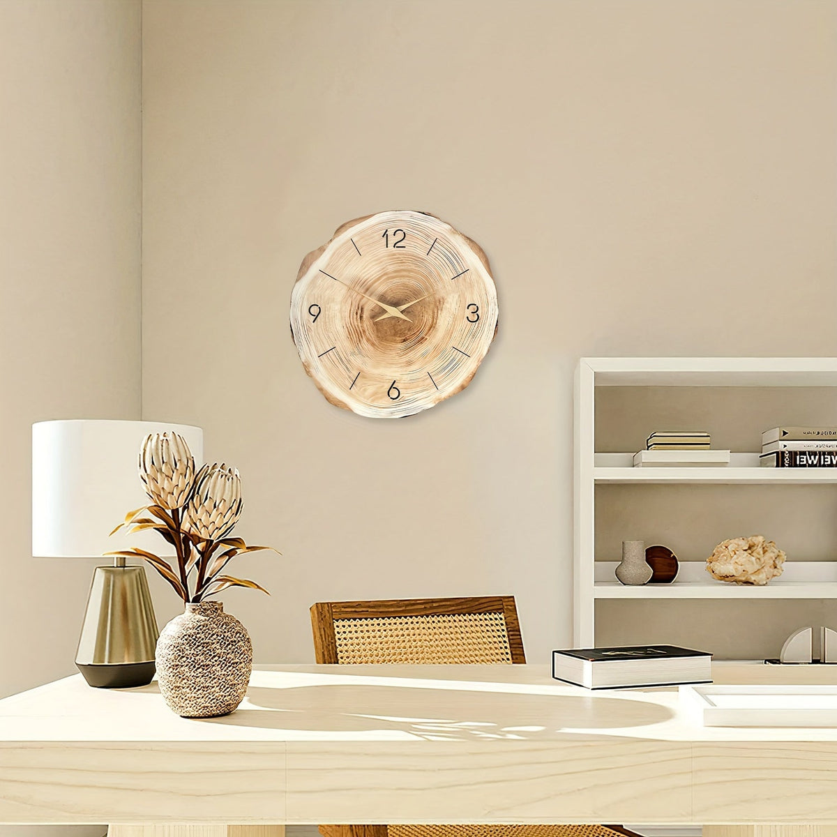 Silent Wooden Wall Clock with Realistic Texture