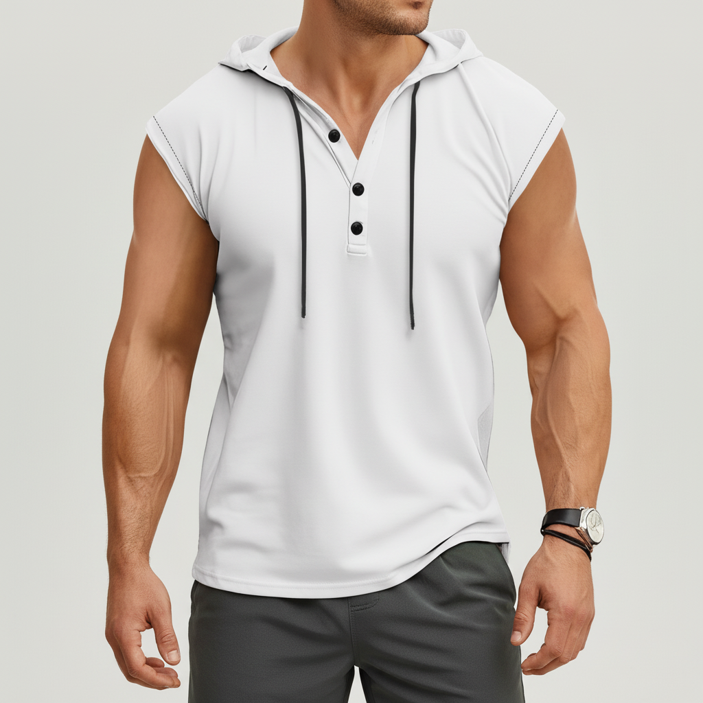 Sleeveless Henley Tank Top