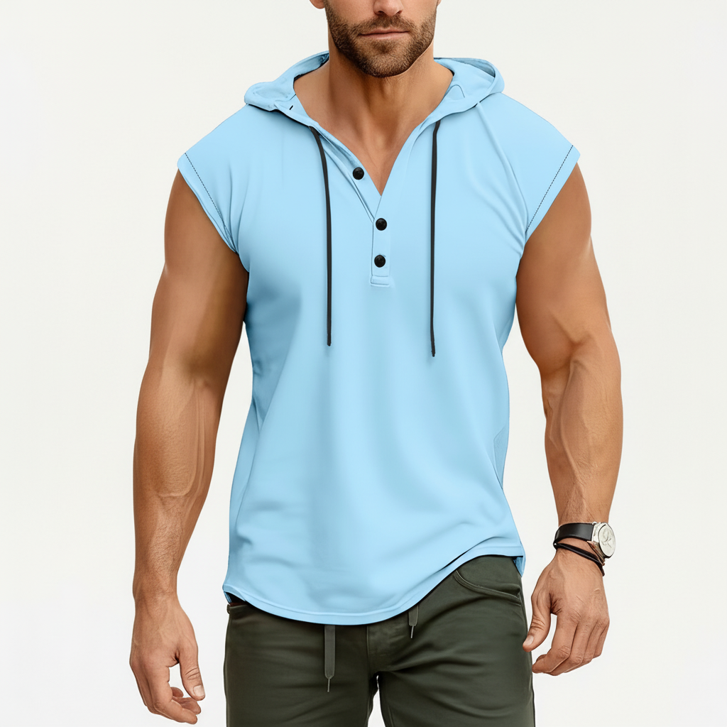 Sleeveless Henley Tank Top