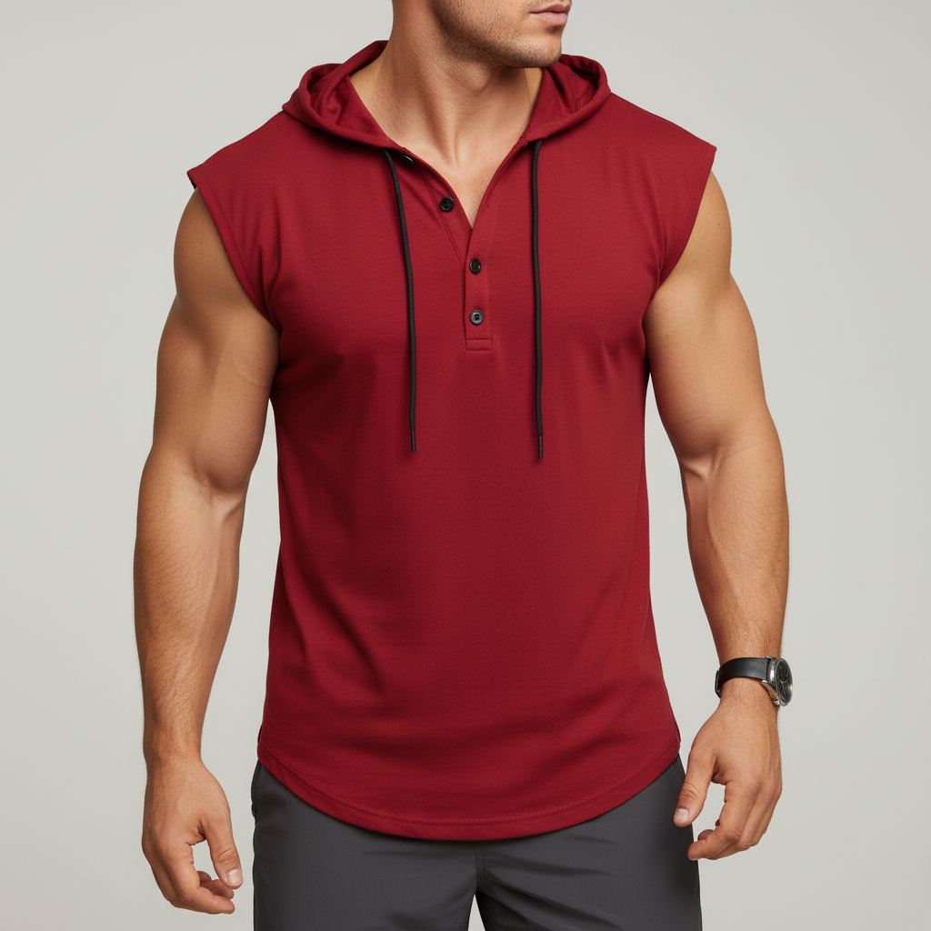 Sleeveless Henley Tank Top