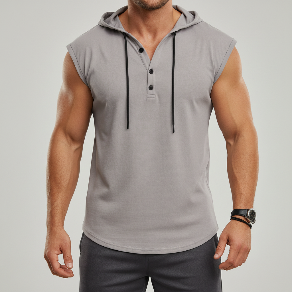 Sleeveless Henley Tank Top