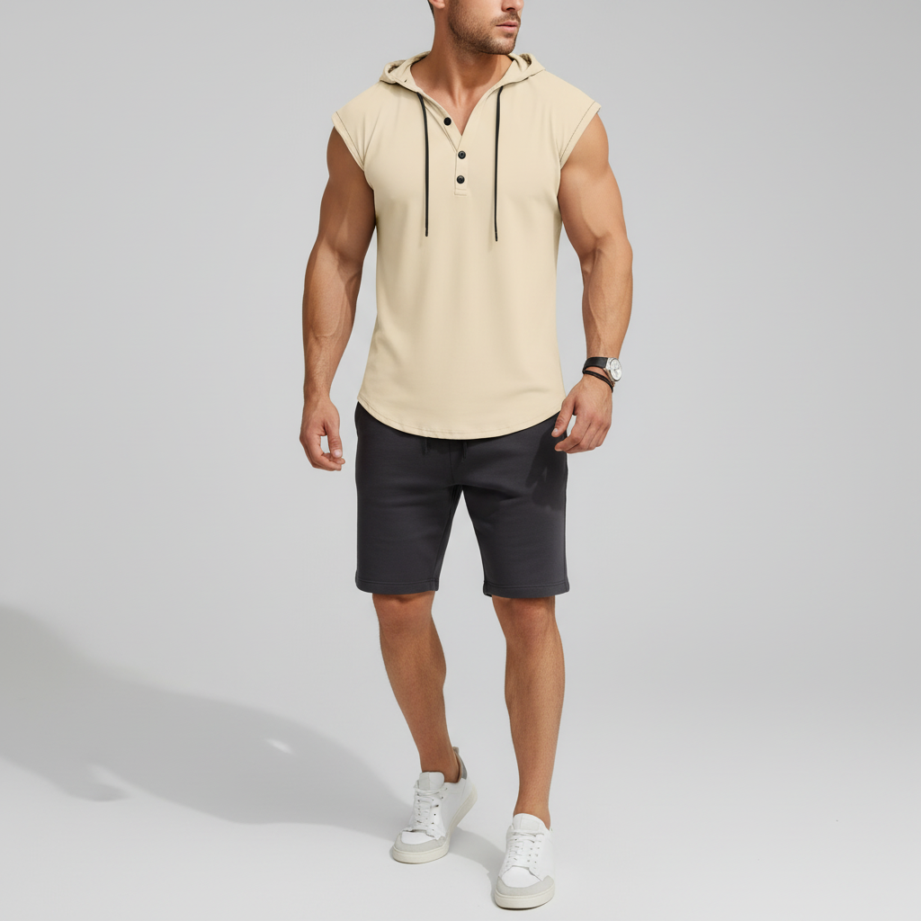 Sleeveless Henley Tank Top