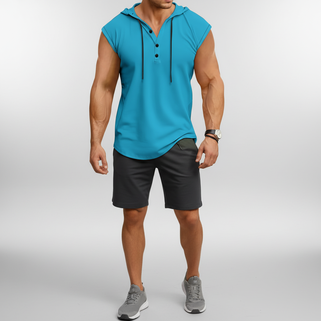 Sleeveless Henley Tank Top