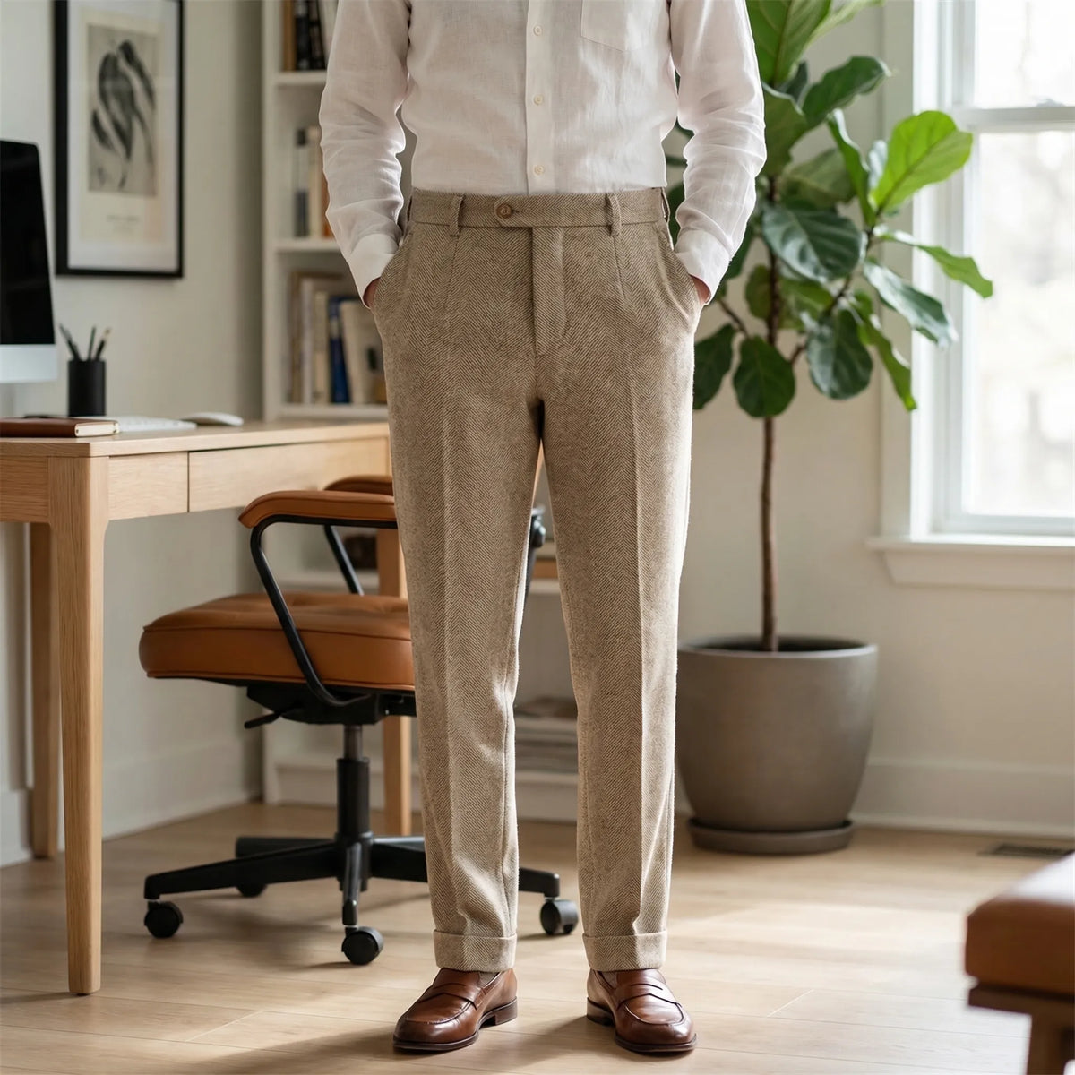 Slim-Fit Herringbone Trousers – Martin
