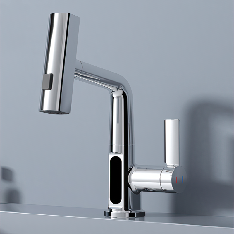 Smart Kitchen Faucet with Copper Finish, LED Display, 360° Swivel, Precise Temperature Control, and Easy Installation