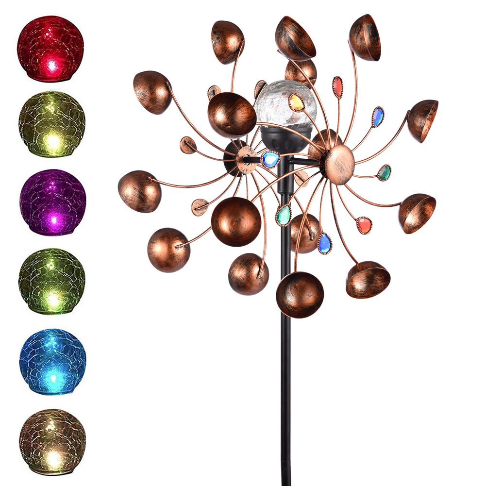 Solar-Powered Wind Spinner with Glass Globe