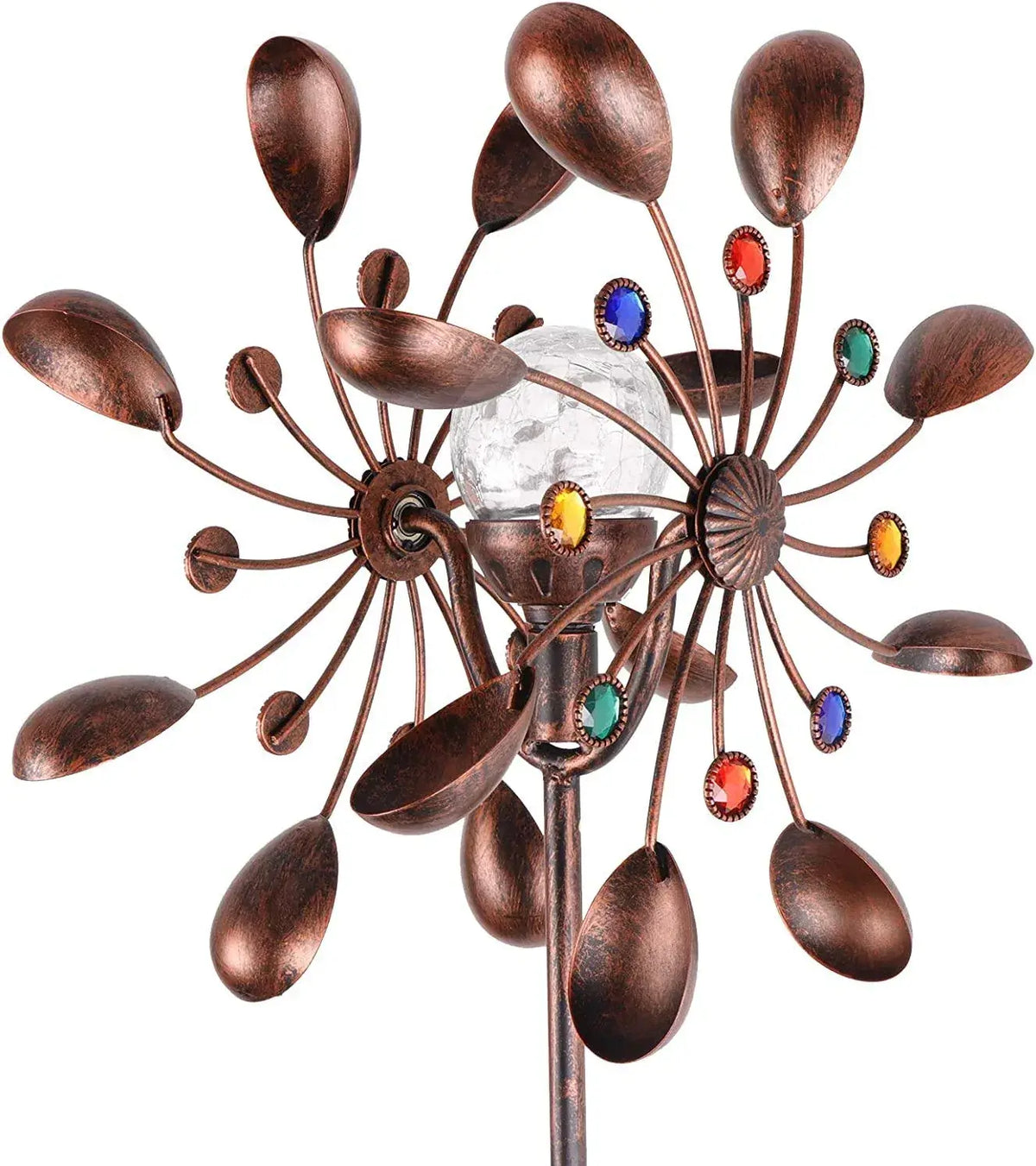 Solar-Powered Wind Spinner with Glass Globe