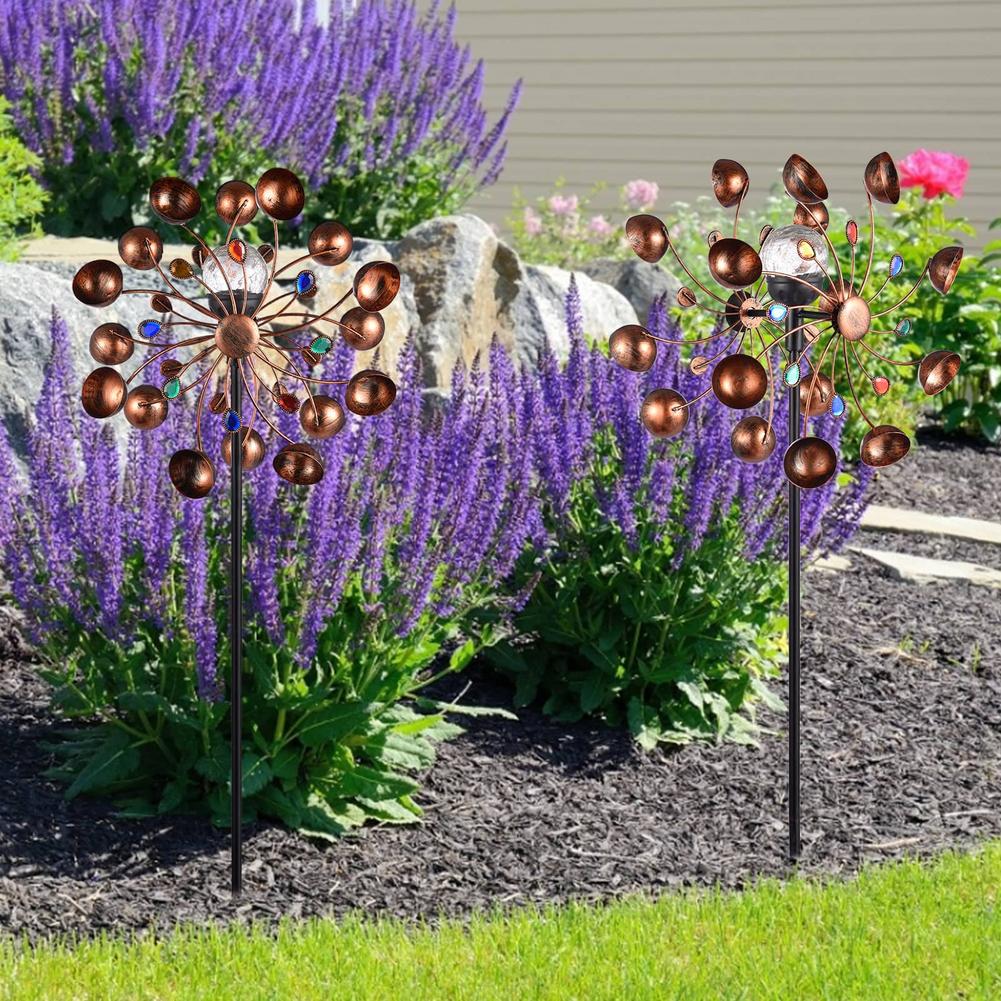 Solar-Powered Wind Spinner with Glass Globe