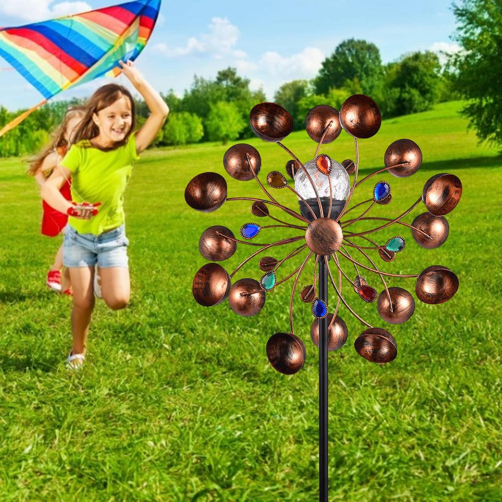 Solar-Powered Wind Spinner with Glass Globe