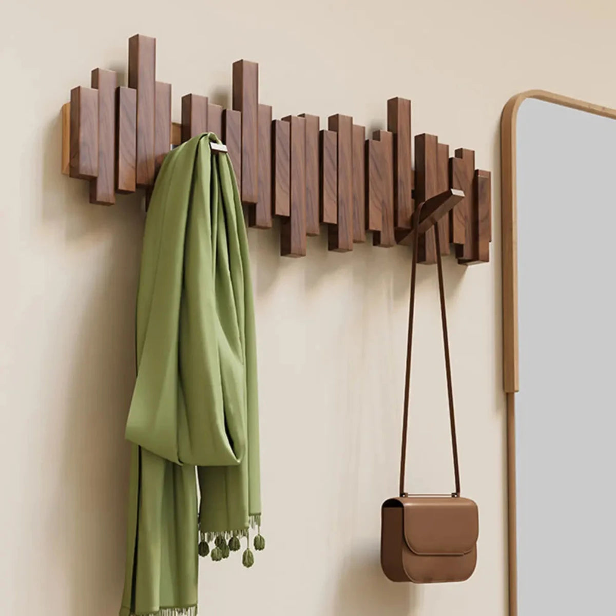 Solid Wood Piano-Design Coat Rack