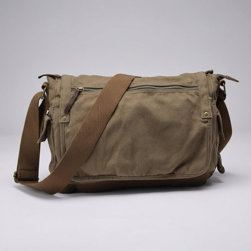 Spacious Vintage-Style Messenger Bag