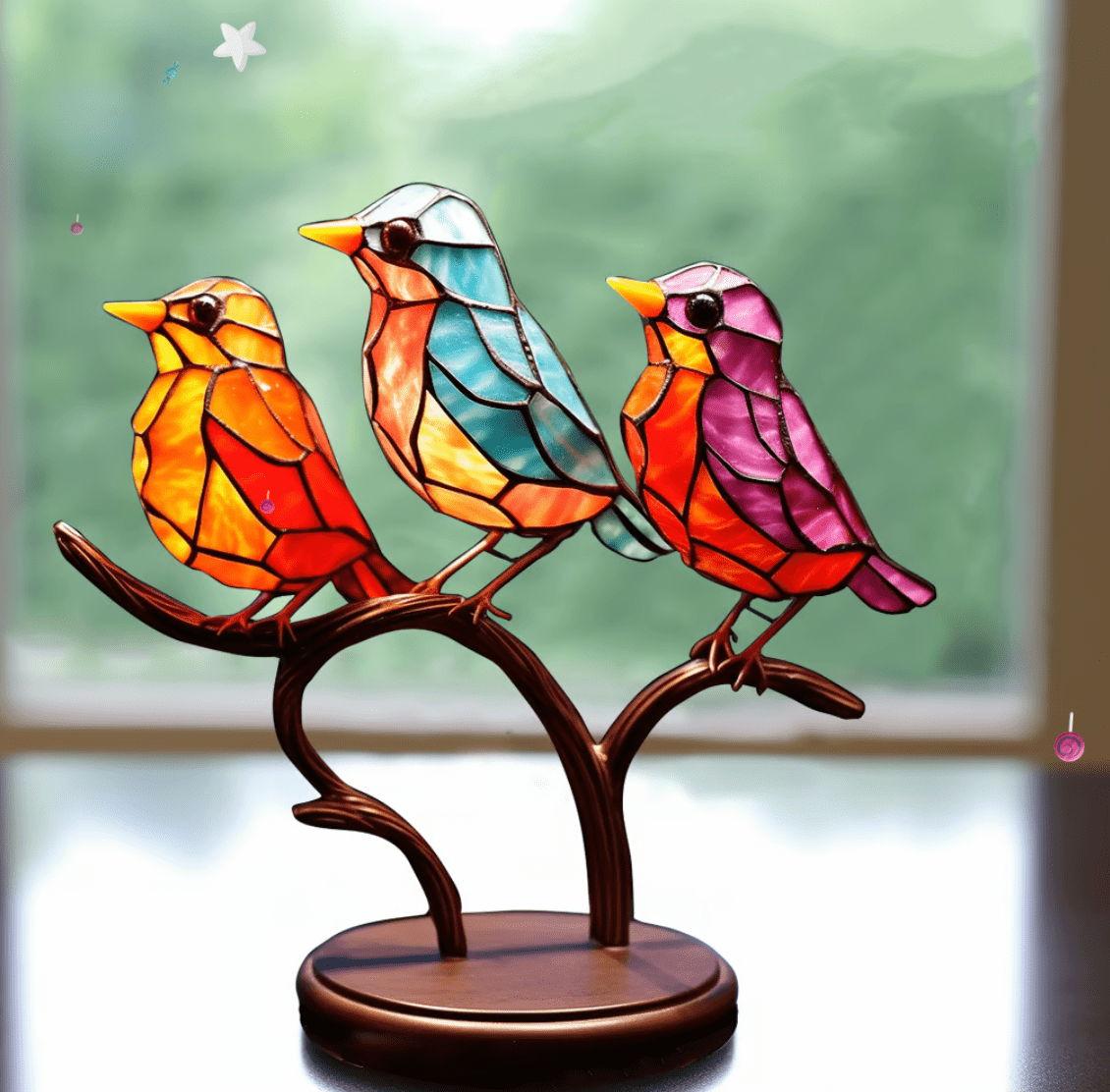 Stained-Glass Look Birds in Vibrant Colors