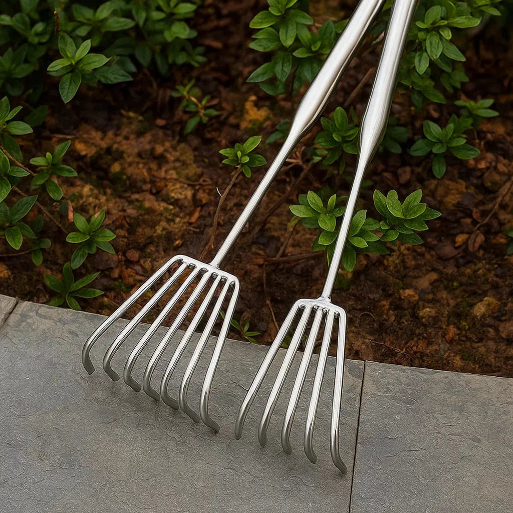 Stainless Steel Garden Hand Rake with Non-Slip Grip