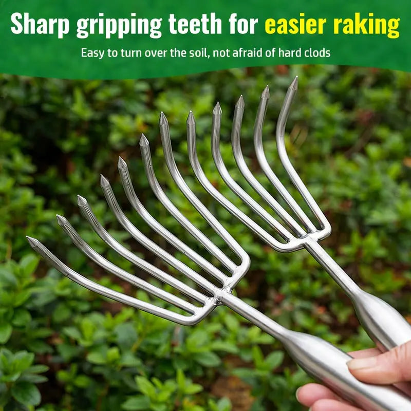 Stainless Steel Garden Hand Rake with Non-Slip Grip