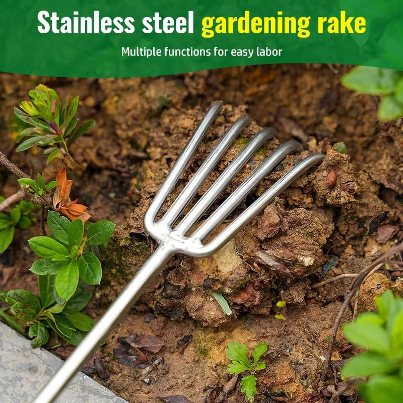 Stainless Steel Garden Hand Rake with Non-Slip Grip