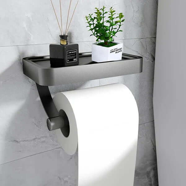 Stainless Steel Toilet Paper Holder with Shelf