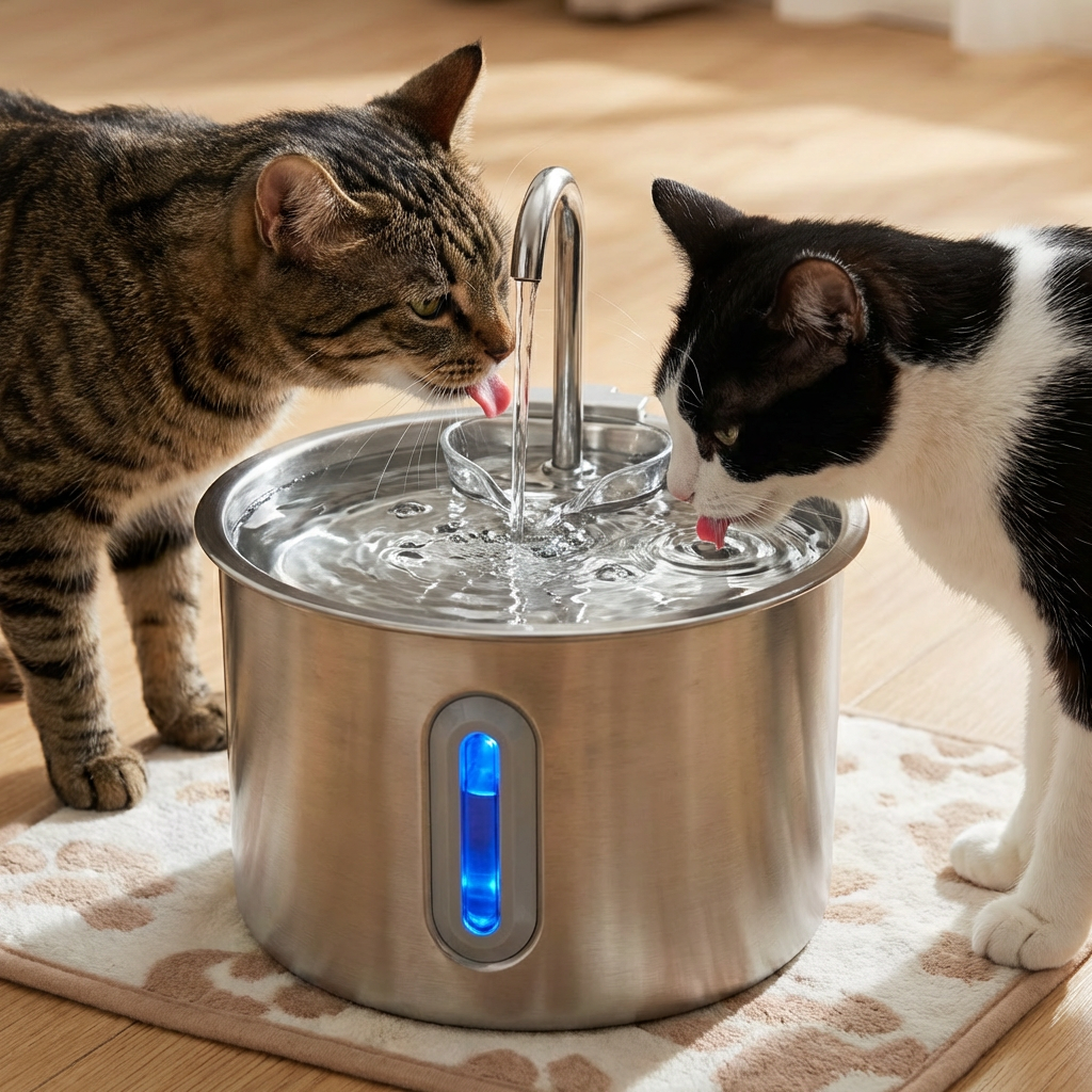 Stainless Steel Water Fountain for Cats and Small Dogs