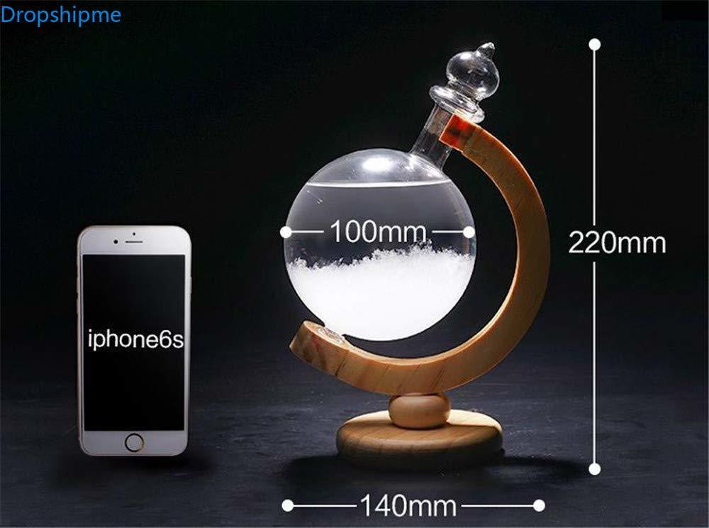 Storm Glass Weather Forecast Bottle Desktop Barometer with Wooden Base