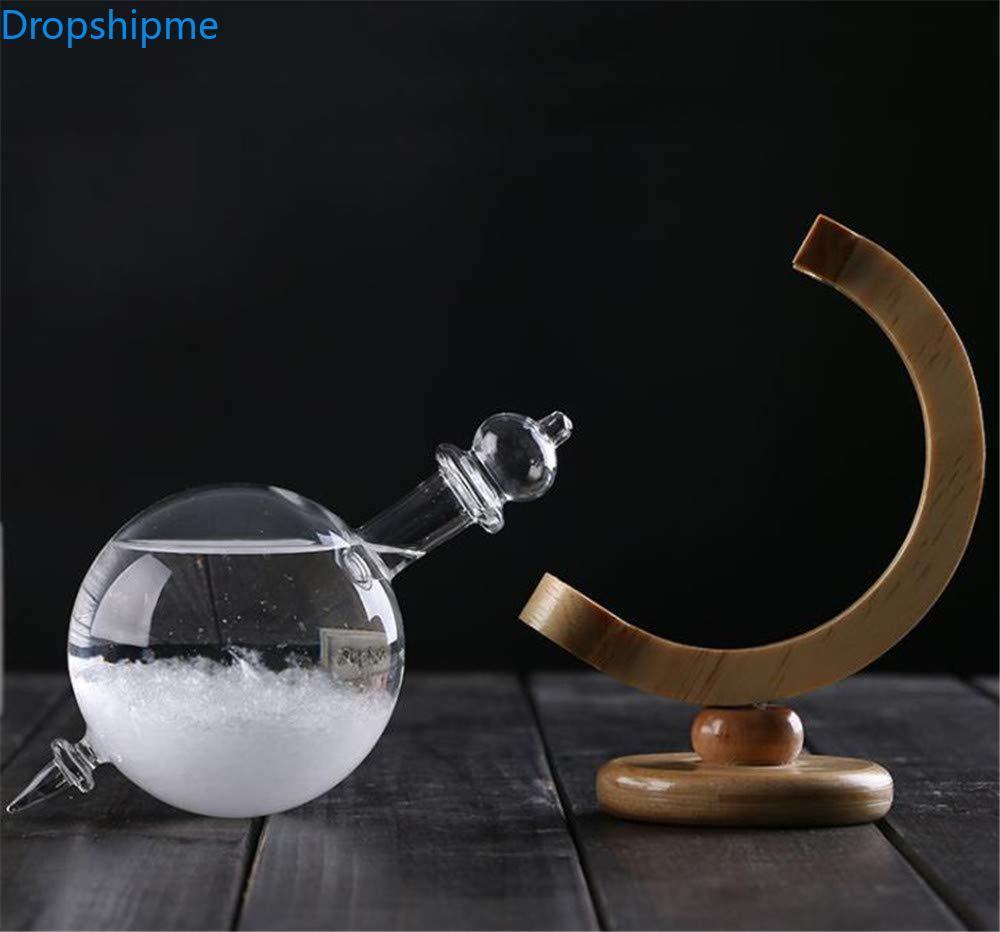 Storm Glass Weather Forecast Bottle Desktop Barometer with Wooden Base