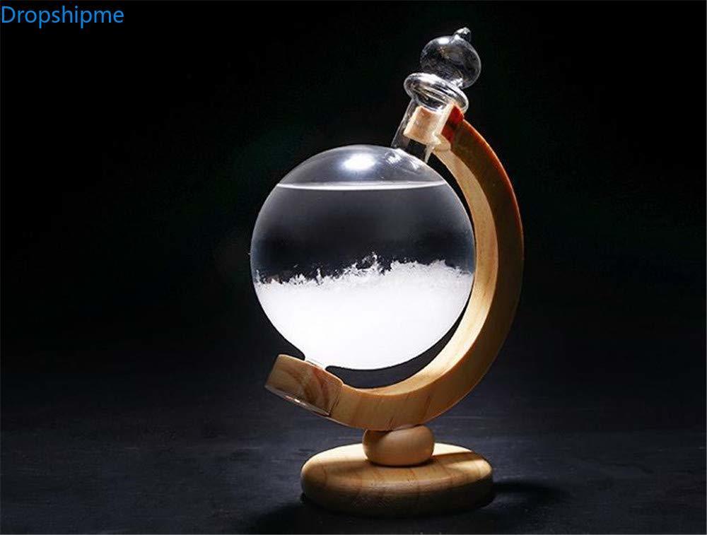 Storm Glass Weather Forecast Bottle Desktop Barometer with Wooden Base