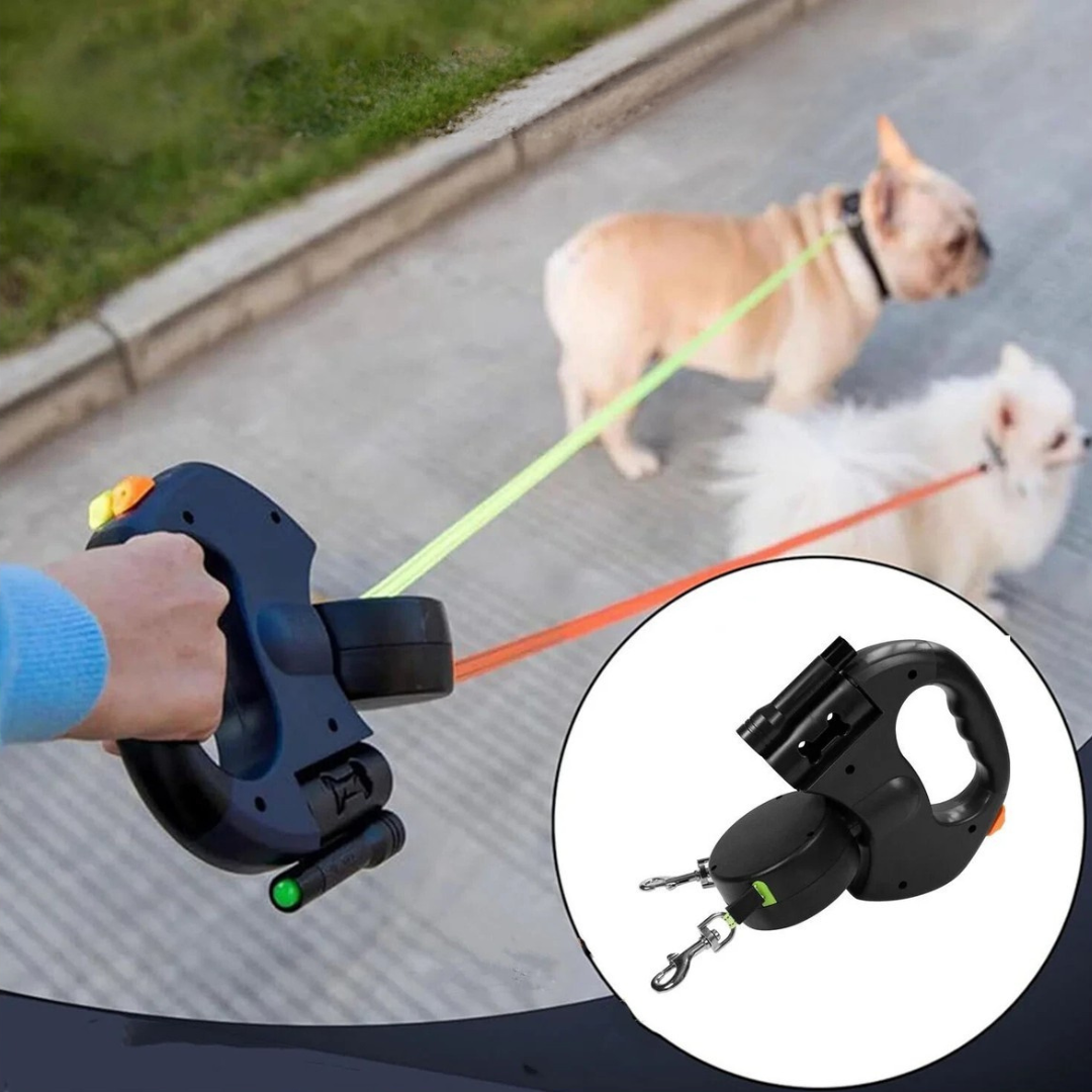 Tangle-Free Dual Dog Leash with LED Light for Safe Walks