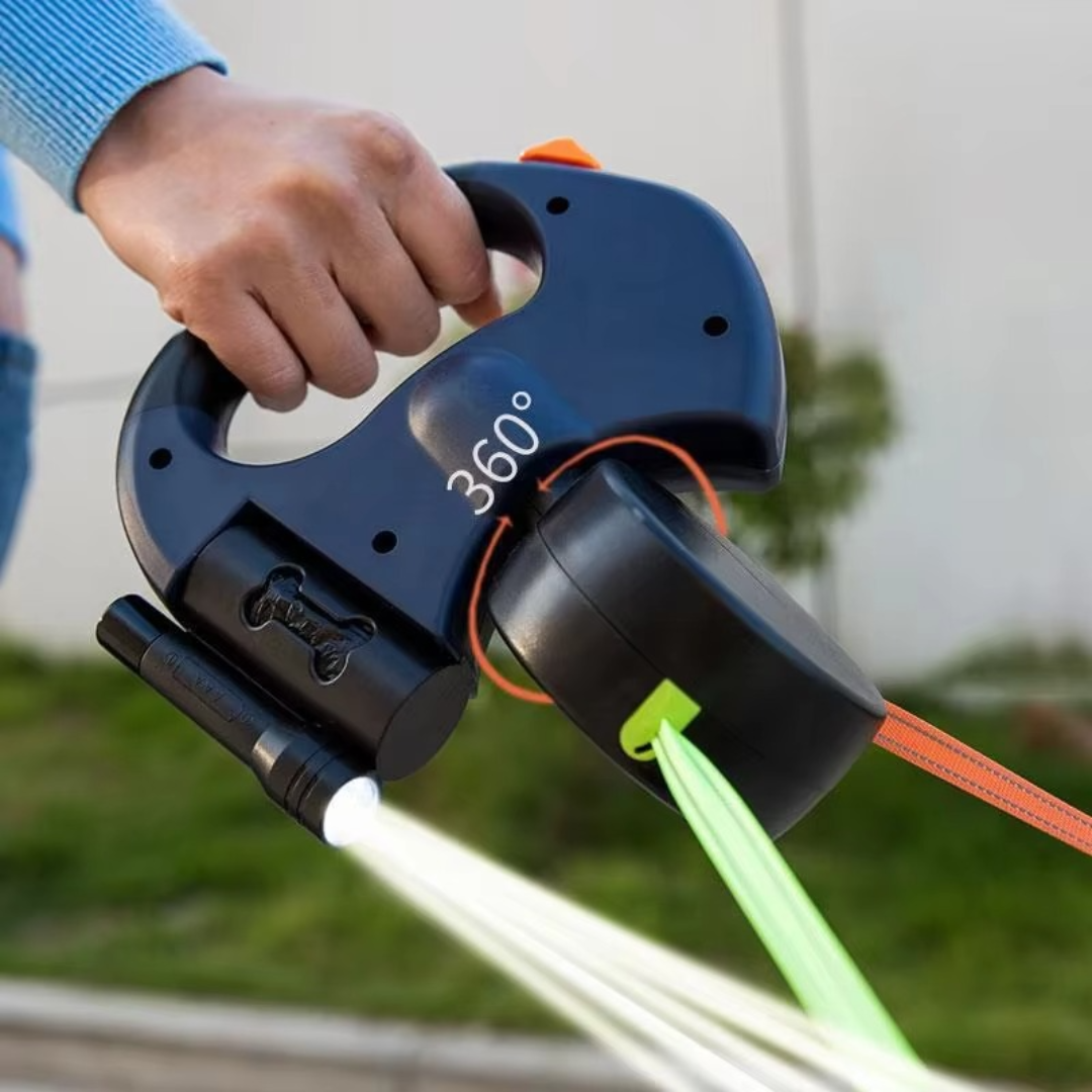 Tangle-Free Dual Dog Leash with LED Light for Safe Walks