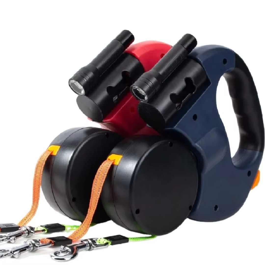 Tangle-Free Dual Dog Leash with LED Light for Safe Walks
