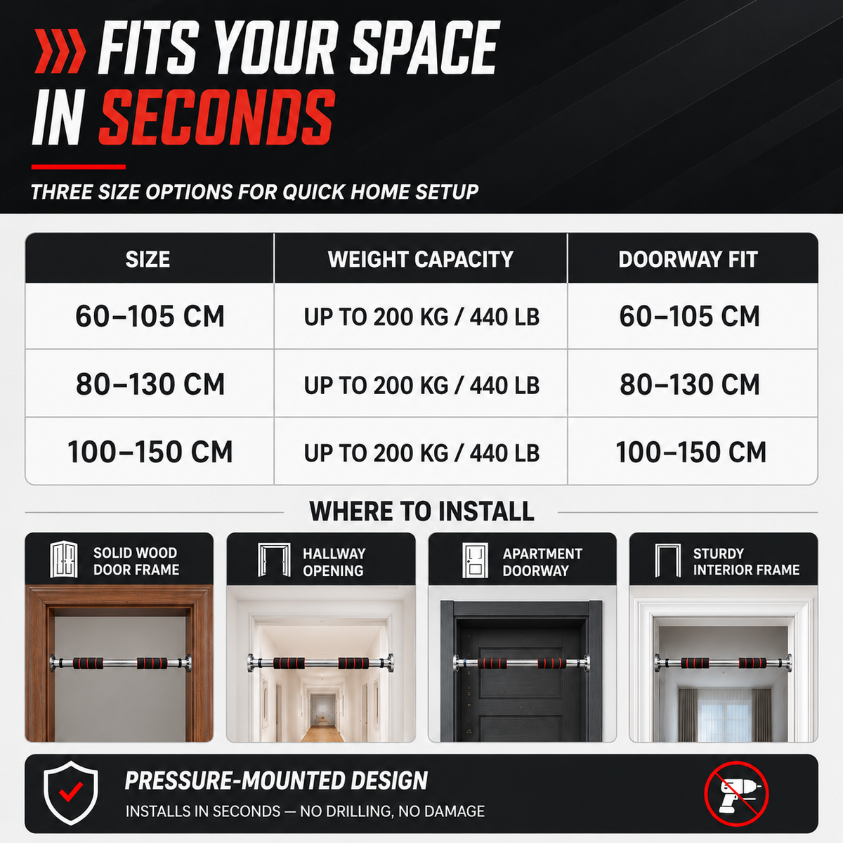 Telescopic Doorway Pull-Up Bar