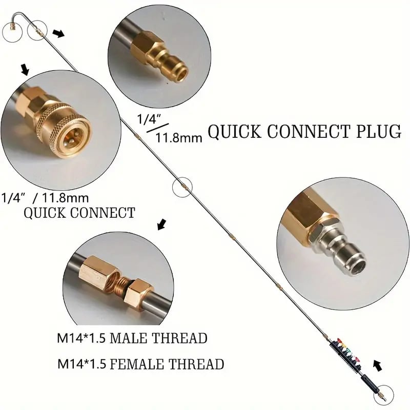 Telescoping High-Pressure Washer Wand Set - 4000 PSI for Gutter & Roof Cleaning